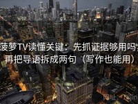 菠萝TV读懂关键：先抓证据够用吗，再把导语拆成两句（写作也能用）
