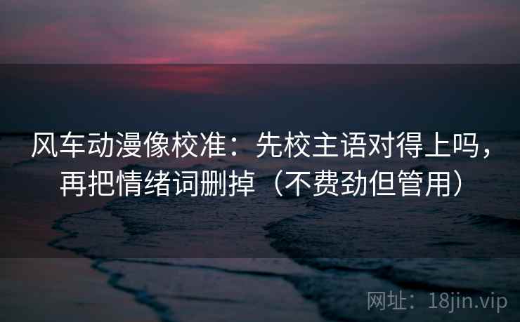 风车动漫像校准：先校主语对得上吗，再把情绪词删掉（不费劲但管用）